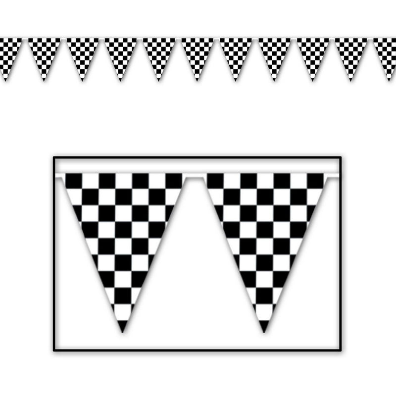 Checkered Pennant Banner – 17" x 120' – (1/Pkg) by Beistle for Racing Pennant Banners