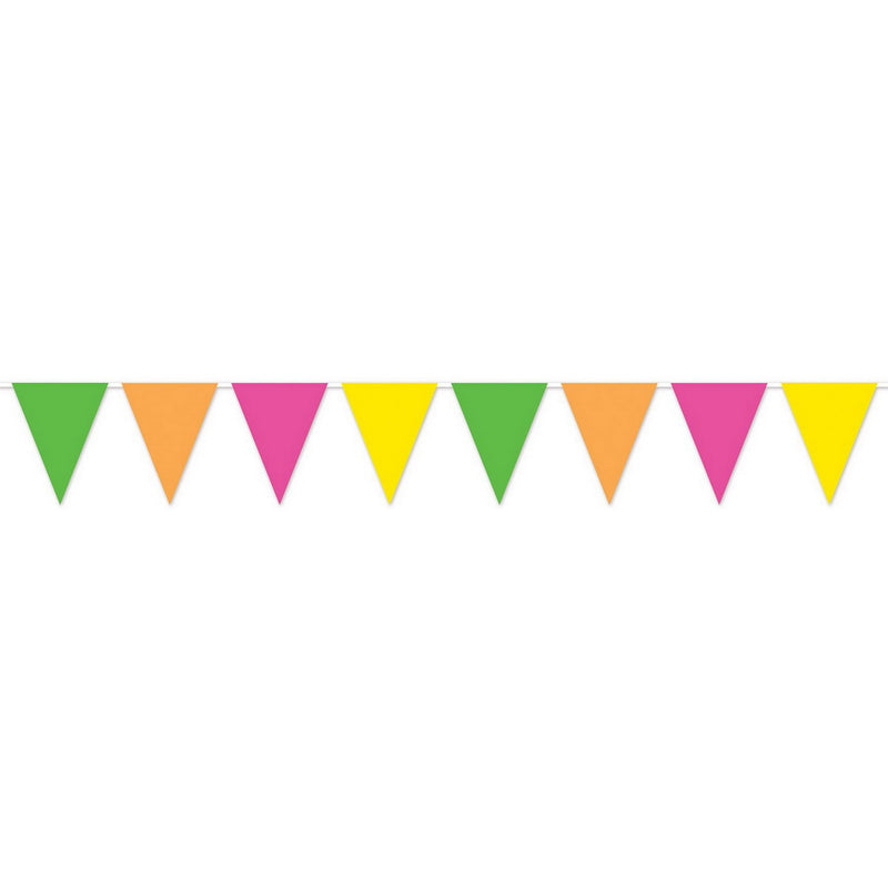 Neon Pennant Banner – 11" x 12' – (1/Pkg) by Beistle for General occasion Pennant Banners