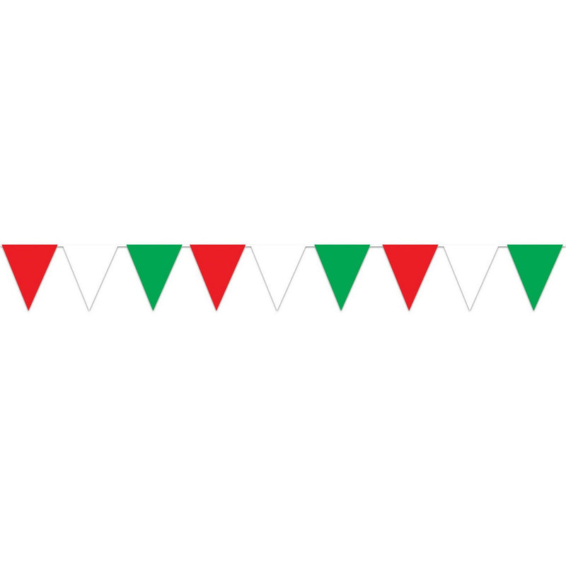 Red, White & Green Pennant Banner – 11" x 12' – (1/Pkg) by Beistle for General occasion Pennant Banners