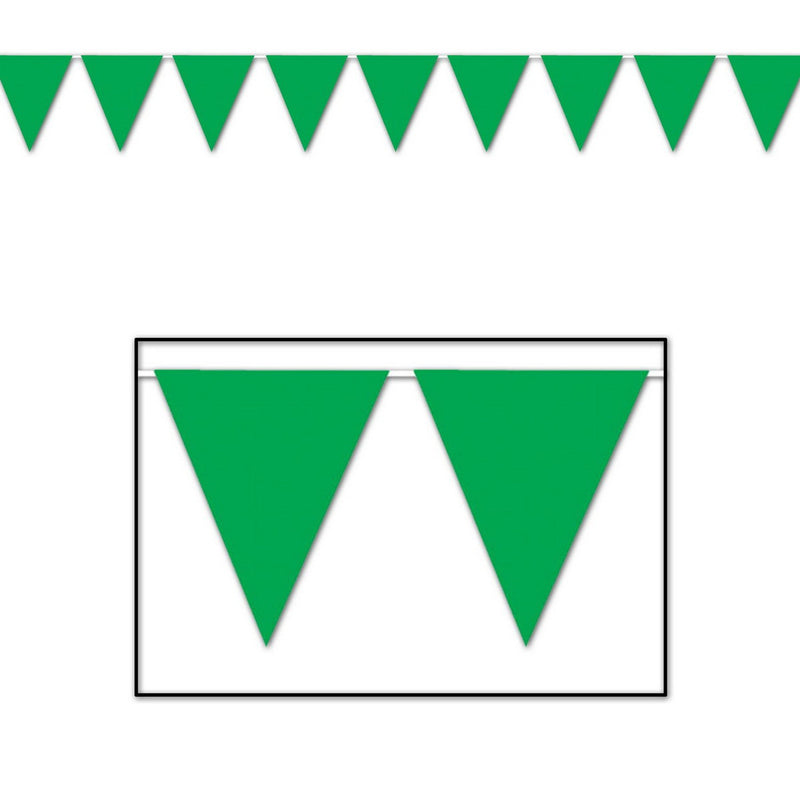 Green Pennant Banner – 11" x 12' – (1/Pkg) by Beistle for General occasion Pennant Banners