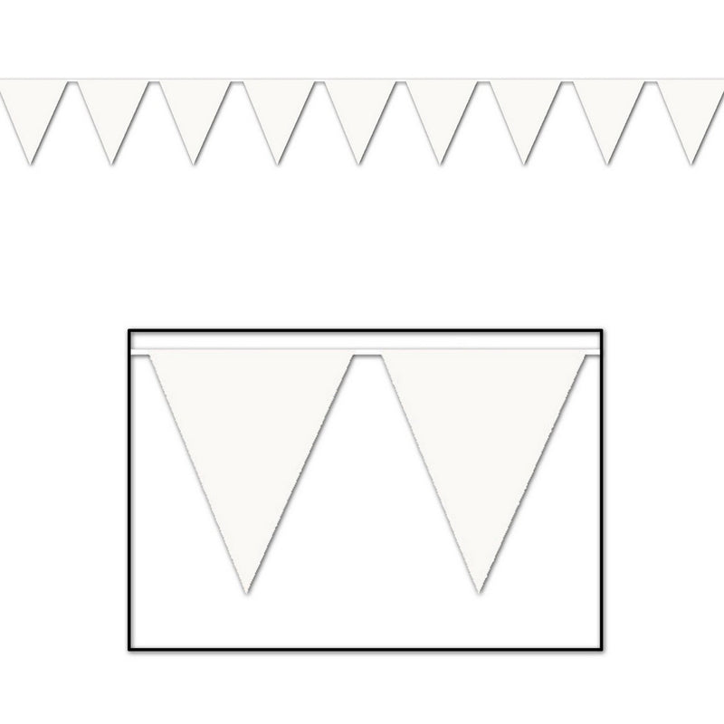 White Pennant Banner – 11" x 12' – (1/Pkg) by Beistle for General occasion Pennant Banners