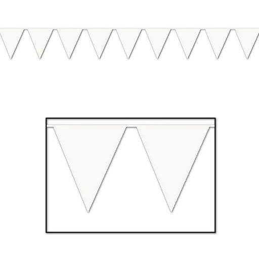 White Pennant Banner – 11" x 12' – (1/Pkg) by Beistle for General occasion Pennant Banners