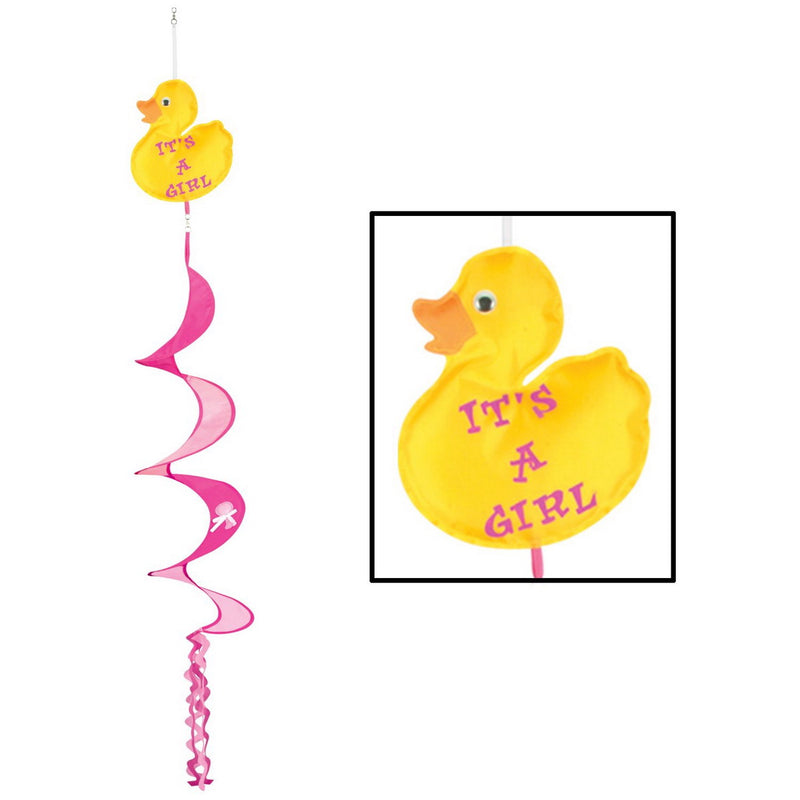 Just Duckie It's A Girl Wind-Spinner – 3' 6" – (1/Pkg) by Beistle for Baby Shower Spinners