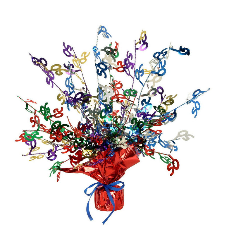 "50" Gleam 'N Burst Centerpiece – 15" – (1/Pkg) by Beistle for Age-specific birthday