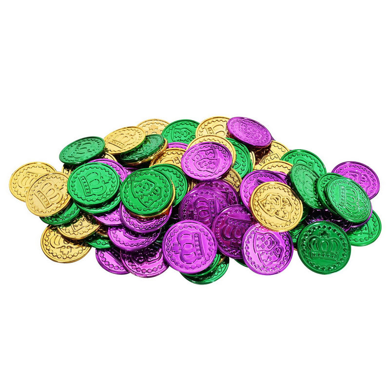 Mardi Gras Plastic Coins – 1½" – (100/Pkg) by Beistle Plastic Coins/Favors