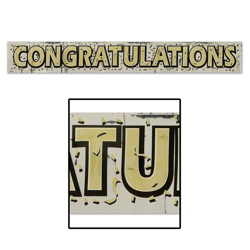 Metallic Congratulations Fringe Banner – 8" x 5' – (1/Pkg) by Beistle for Anniversary Metallic Banners