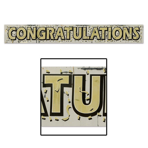 Metallic Congratulations Fringe Banner – 8" x 5' – (1/Pkg) by Beistle for Anniversary Metallic Banners