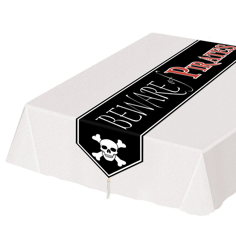 Printed Beware Of Pirates Table Runner – 11" x 6' – (1/Pkg) by Beistle Table Runners - Printed