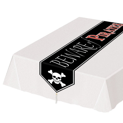 Printed Beware Of Pirates Table Runner – 11" x 6' – (1/Pkg) by Beistle Table Runners - Printed