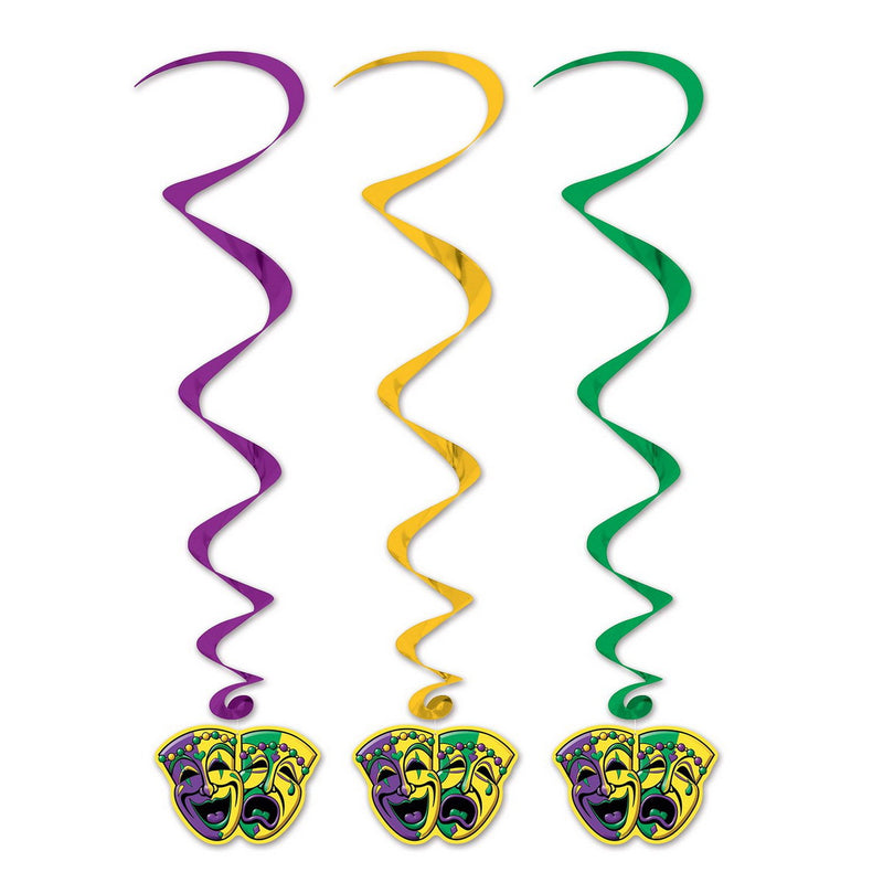 Mardi Gras Whirls – 3' – (5/Pkg) by Beistle