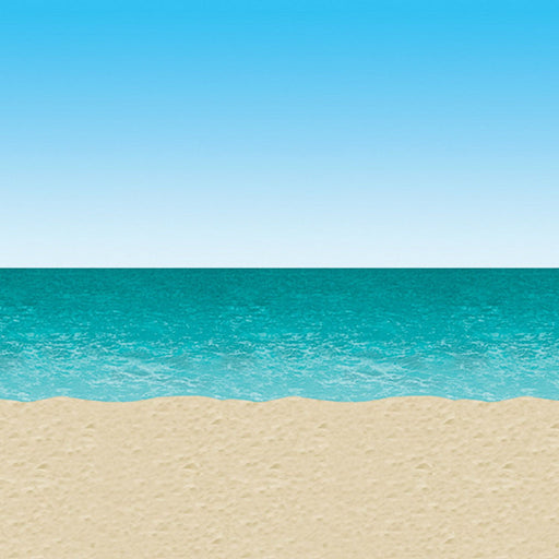 Ocean & Beach Backdrop – 4' x 30' – (1/Pkg) by Beistle for Luau Backdrops