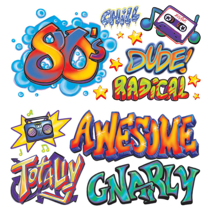 80's Graffiti Props – 3"-3' 7" – (15/Pkg) by Beistle