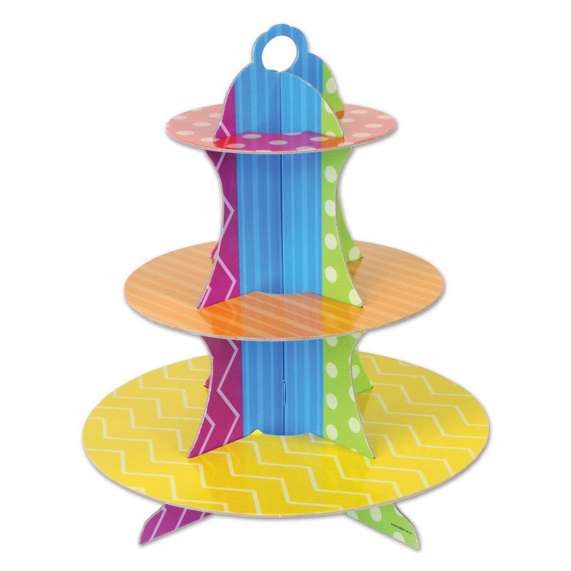 Dots & Stripes Cupcake Stand – 13½" – (1/Pkg) by Beistle for Birthday Cake/Cupcake Stands