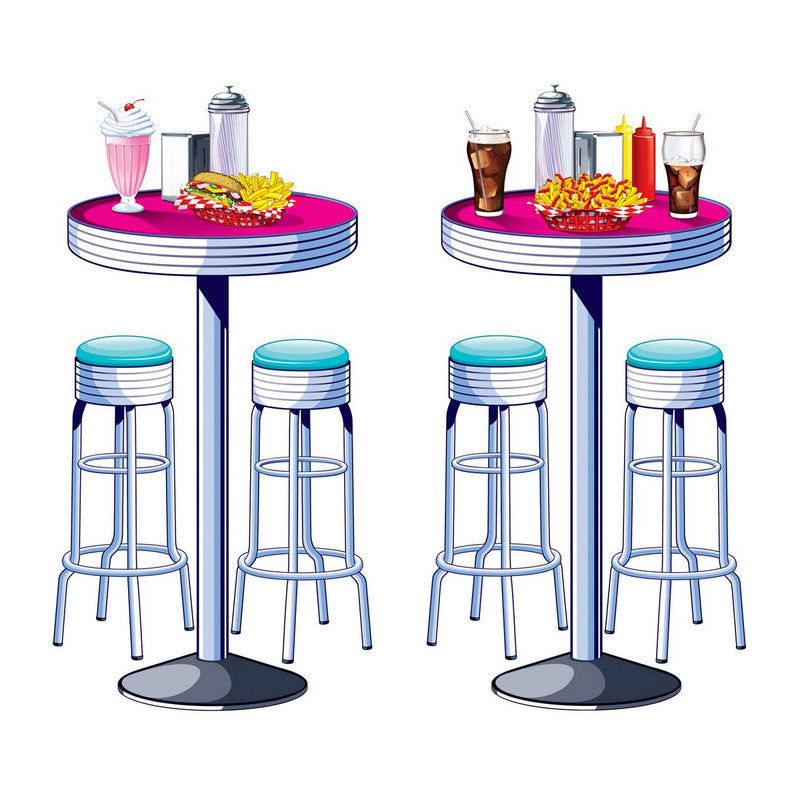 Soda Shop Tables & Stools Props – 5' 3" – (2/Pkg) by Beistle for 50's and Rock & Roll