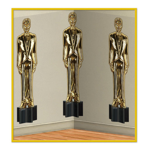 Awards Night Male Statuettes Backdrop – 4' x 30' – (1/Pkg) by Beistle Backdrops