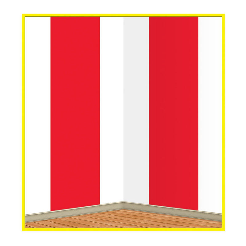 Red & White Stripes Backdrop – 4' x 30' – (1/Pkg) by Beistle for Circus Backdrops
