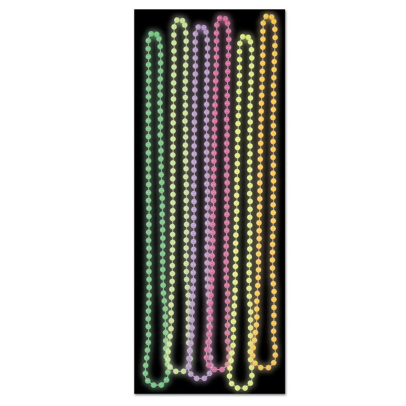 Glow In The Dark Party Beads – 7mm x 33" – (6/Card) by Beistle for General occasion Round Party Beads