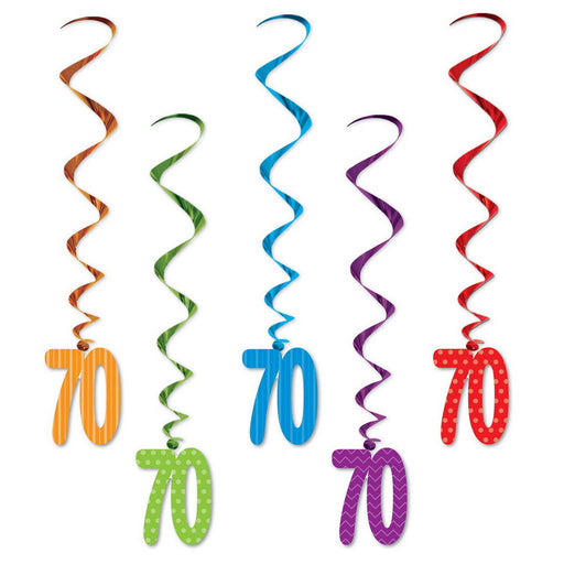 "70" Whirls – 3' – (5/Pkg) by Beistle for Age-specific birthday