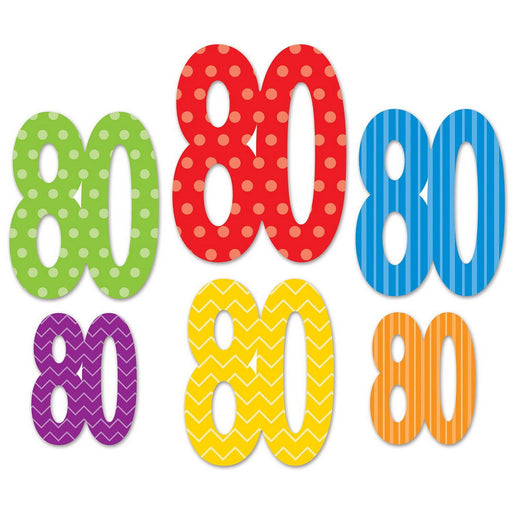 "80" Cutouts – Asstd – (6/Pkg) by Beistle for Age-specific birthday Printed