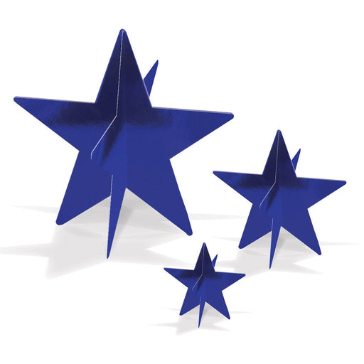 3-D Foil Star Centerpieces – Asstd – (3/Pkg) by Beistle for General occasion