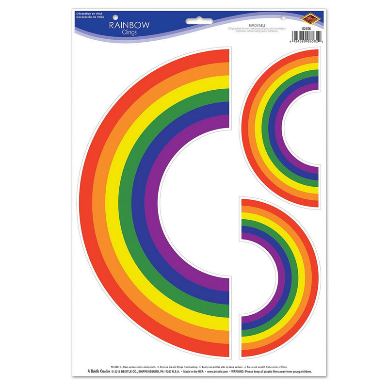 Rainbow Clings – 12" x 17" Sh – (3/Sh) by Beistle Window Clings