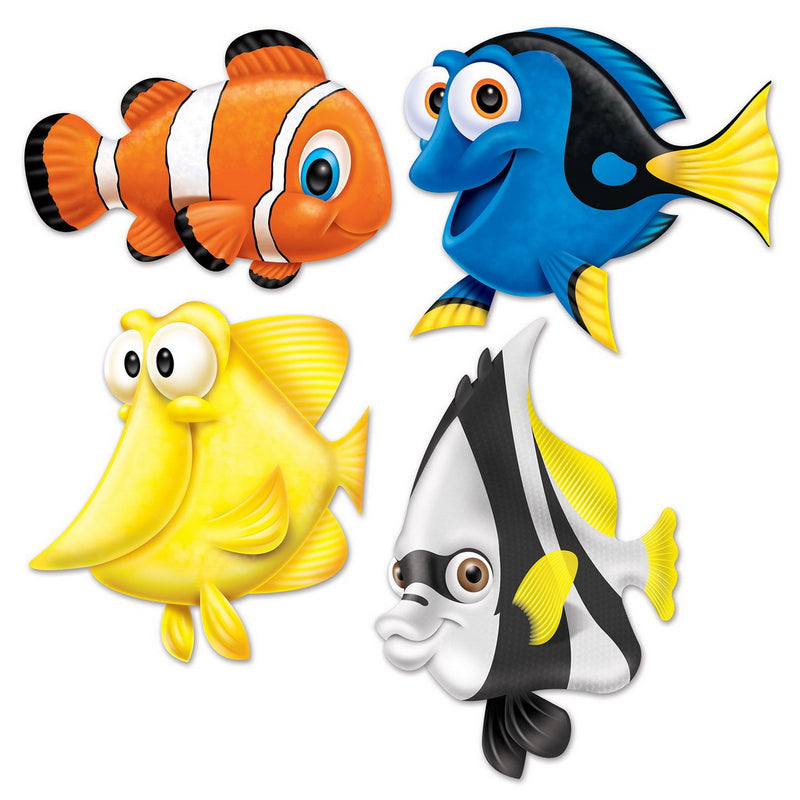 Under The Sea Fish Cutouts – 14½"-17" – (4/Pkg) by Beistle Printed