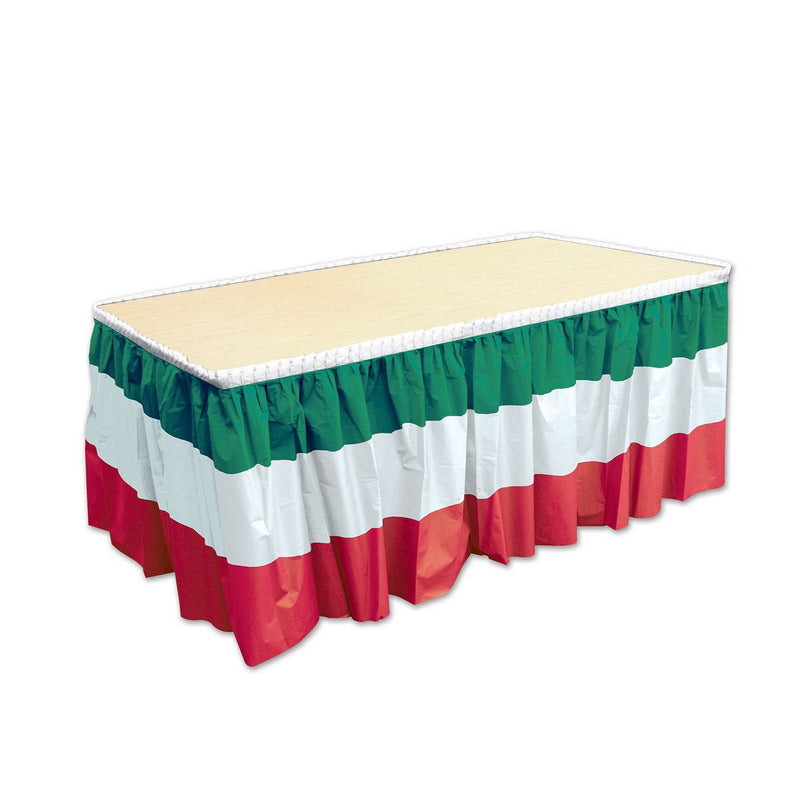 Red, White & Green Table Skirting – 29" x 14' – (1/Pkg) by Beistle for Italian Table Skirts - Plastic
