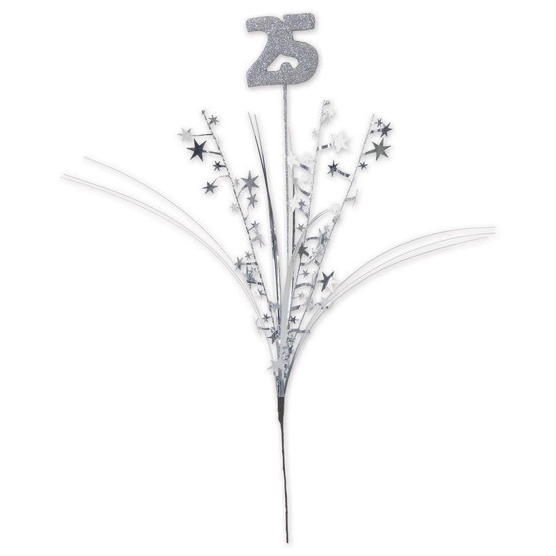 Glittered "25" Metallic Star Spray – 23" – (1/Pkg) by Beistle for Anniversary Metallic Sprays