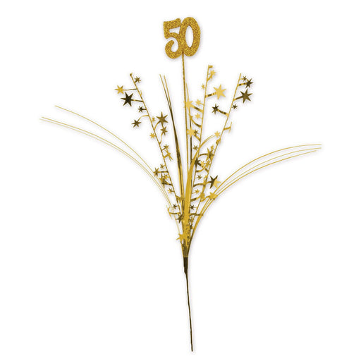 Glittered "50" Metallic Star Spray – 23" – (1/Pkg) by Beistle for Anniversary Metallic Sprays