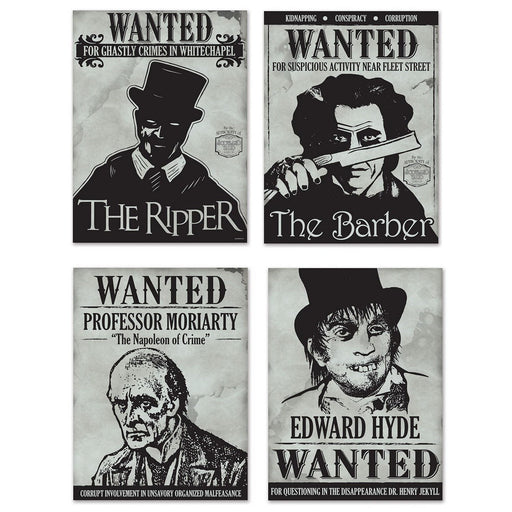 Sherlock Holmes Wanted Sign Cutouts – 15¼" – (4/Pkg) by Beistle Signs