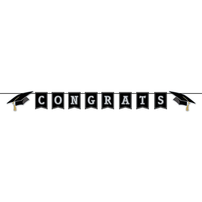 Congrats Grad Streamer – 6½" x 6' – (1/Pkg) by Beistle for Graduation Streamers