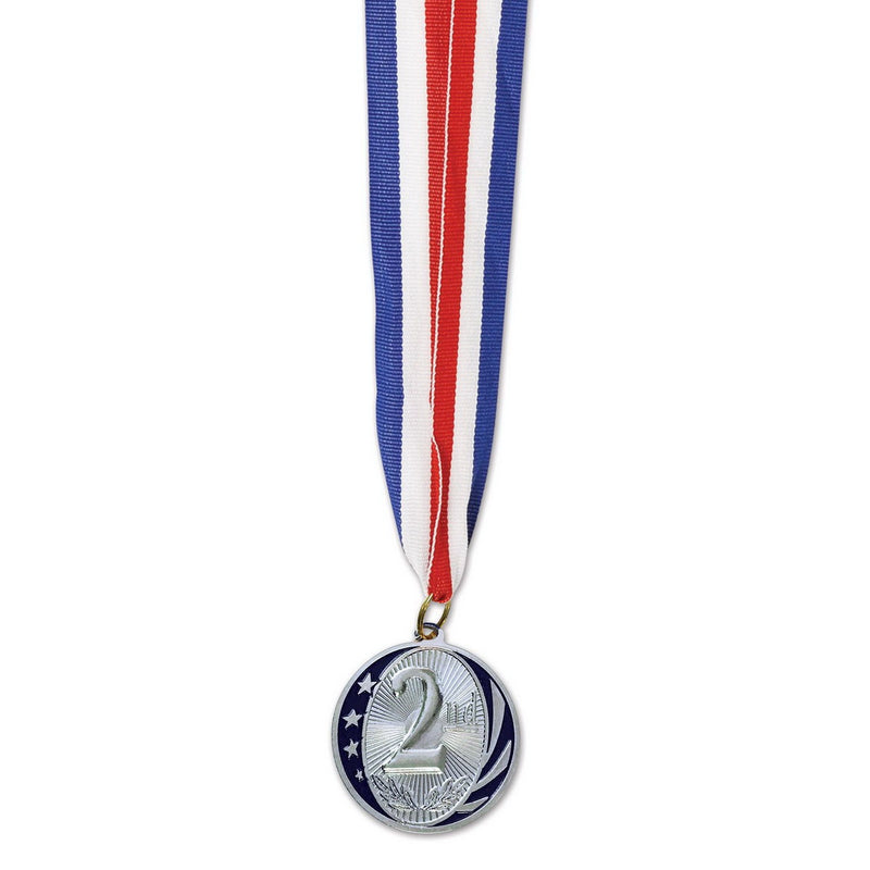 "2nd" Place Medal w/Ribbon – 30" w/2" Medal – (1/Card) by Beistle for Sports Awards
