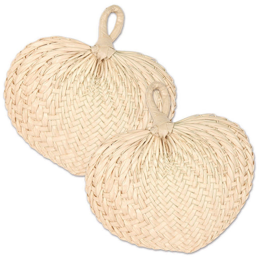 Raffia Fans – Apprx 11" W – (2/Poly Bag) by Beistle for Luau Luau Accessories
