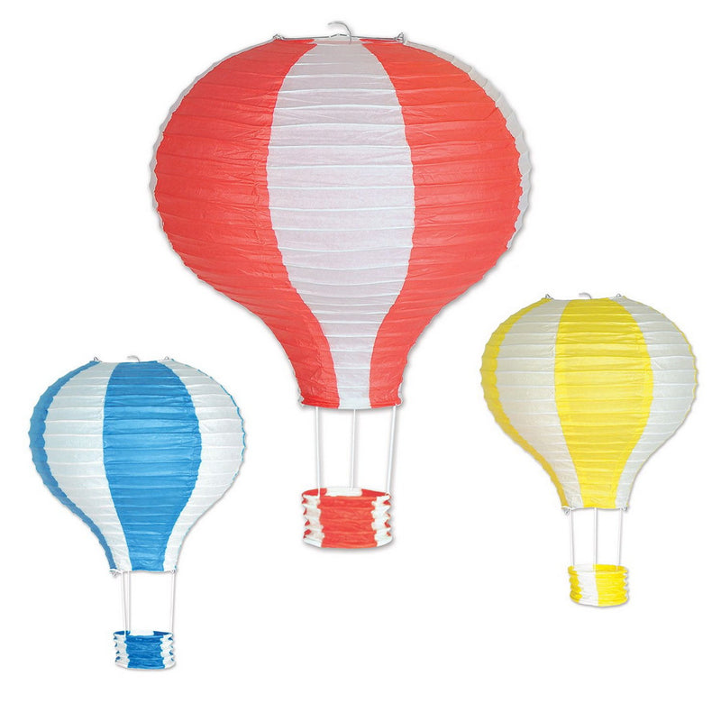 Hot Air Balloon Paper Lanterns – 2-16" & 1-22" – (3/Pkg) by Beistle for Spring and Summer