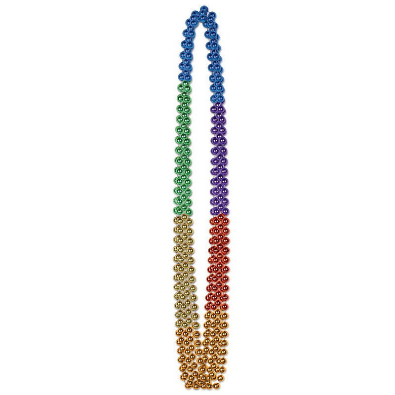 Rainbow Beads – 7mm x 36" – (6/Card) by Beistle Round Party Beads