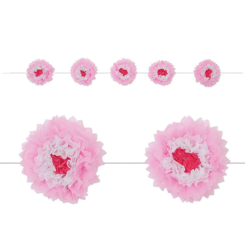 Tissue Flower Garland – 10" x 8' – (1/Pkg) by Beistle for Baby Shower