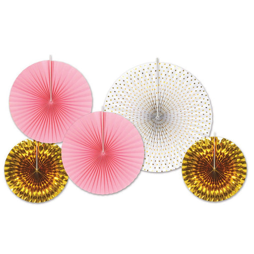 Assorted Paper & Foil Decorative Fans – Asstd – (5/Pkg) by Beistle for Baby Shower