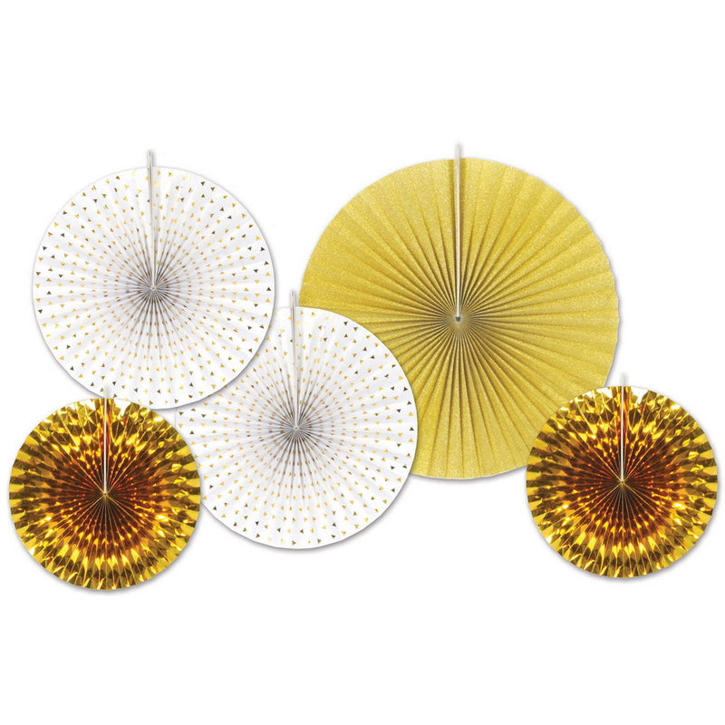 Assorted Paper & Foil Decorative Fans – Asstd – (5/Pkg) by Beistle for Anniversary