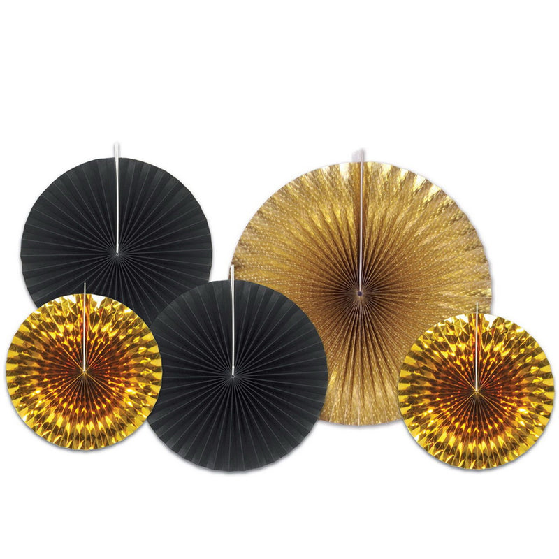 Assorted Paper & Foil Decorative Fans – Asstd – (5/Pkg) by Beistle for New Years