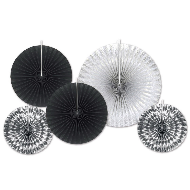 Assorted Paper & Foil Decorative Fans – Asstd – (5/Pkg) by Beistle for New Years