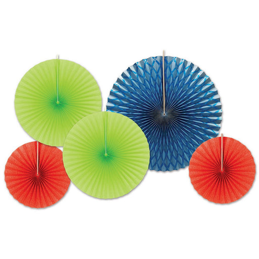 Assorted Paper & Foil Decorative Fans – Asstd – (5/Pkg) by Beistle for Birthday