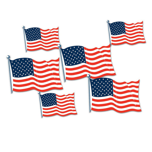 American Flag Cutouts – 5¾" & 8½" – (6/Pkg) by Beistle for Patriotic Printed