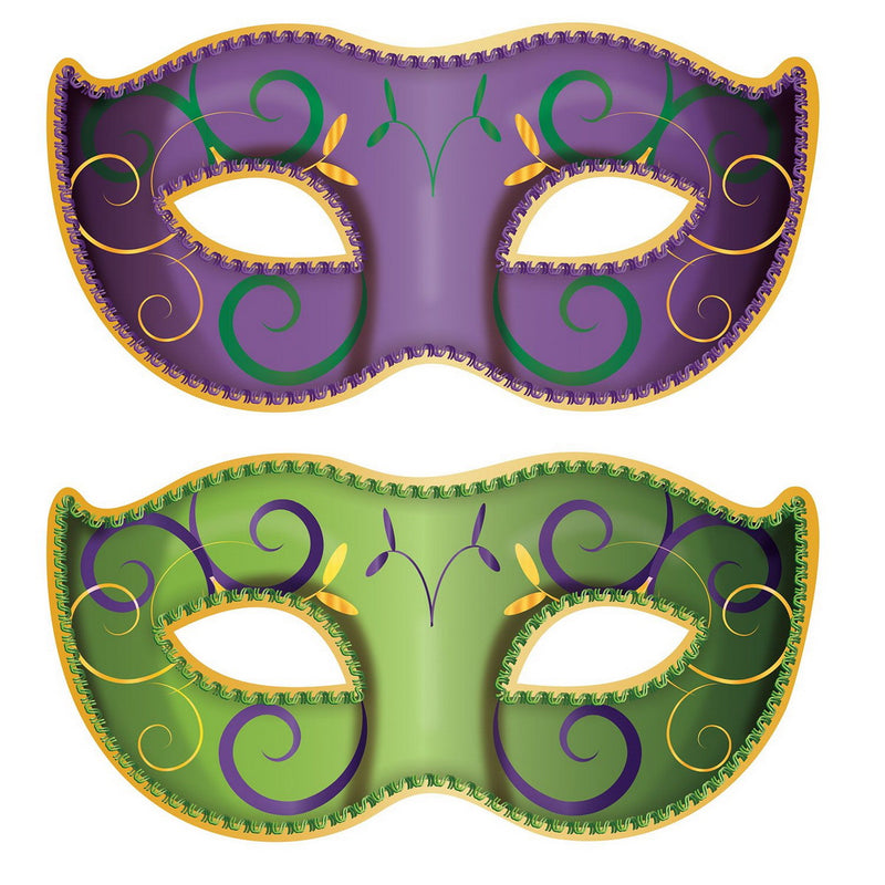 Jumbo Mardi Gras Mask Cutouts – 3' 1" – (2/Pkg) by Beistle Printed