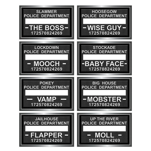 Speakeasy Mug Shot Photo Fun Signs – 6½" x 10½" – (8/Pkg) by Beistle for Great 20's