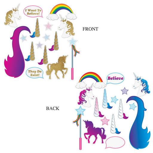 Unicorn Glittered Photo Fun Signs – 3"-19" – (16/Pkg) by Beistle