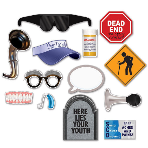 Over The Hill Photo Fun Signs – 3½"-16" – (13/Pkg) by Beistle for Over-The-Hill