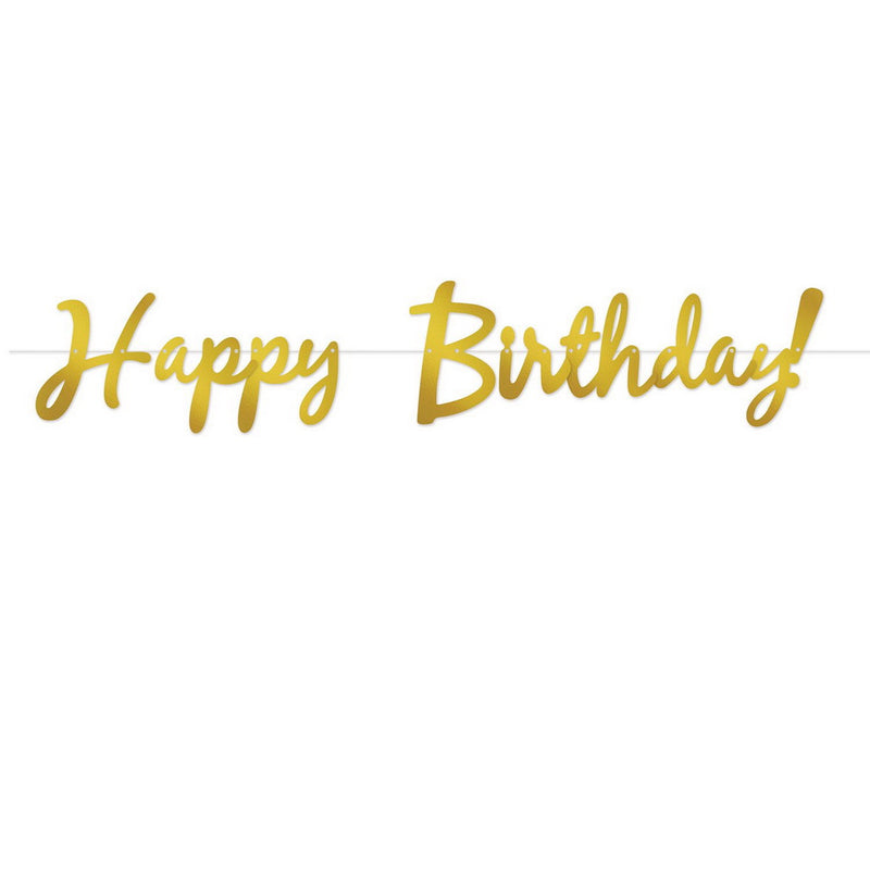Foil Happy Birthday! Streamer – 9" x 5' – (1/Pkg) by Beistle Streamers
