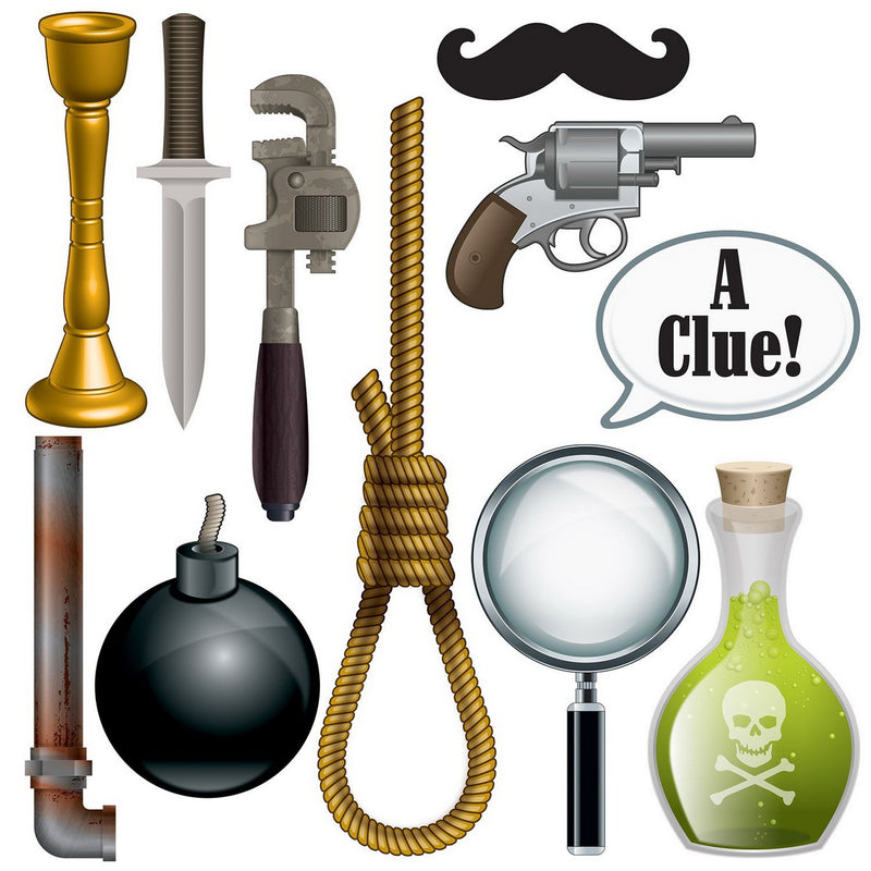 Murder Mystery Photo Fun Signs – 7"-20¾" – (11/Pkg) by Beistle for Crime Scene