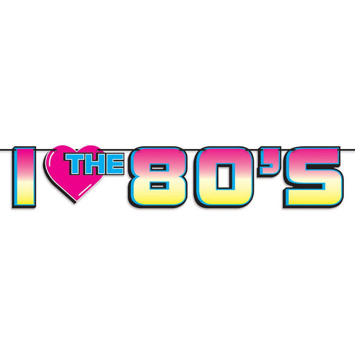 I Love The 80's Streamer – 7" x 6' – (1/Pkg) by Beistle Streamers