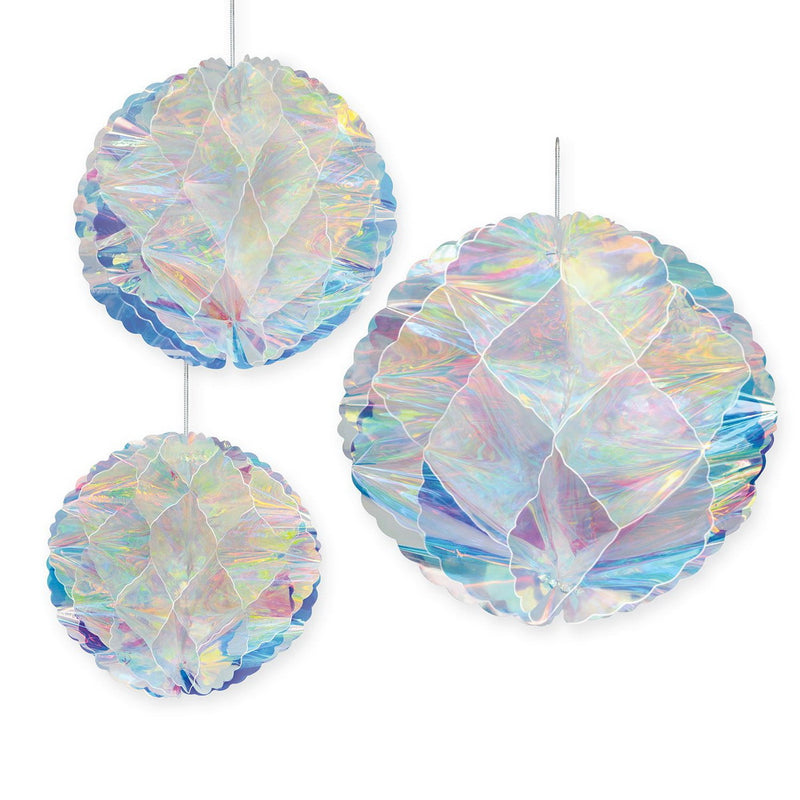 Iridescent Honeycomb Balls – Asstd – (3/Pkg) by Beistle for General occasion Metallic